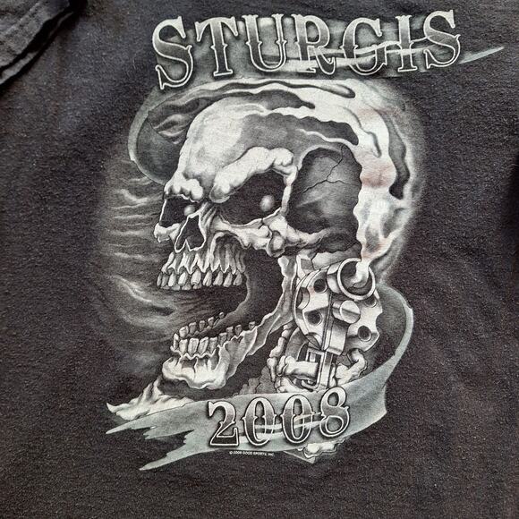 Sturgis vintage Y2K motorcycle rally graphic print flaming skulls back and front - Picture 3 of 5